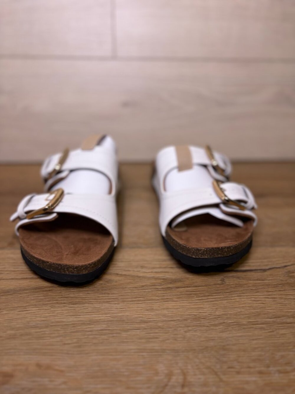 White Mountain Griffon White Genuine Leather Slide Sandals Size 10 M